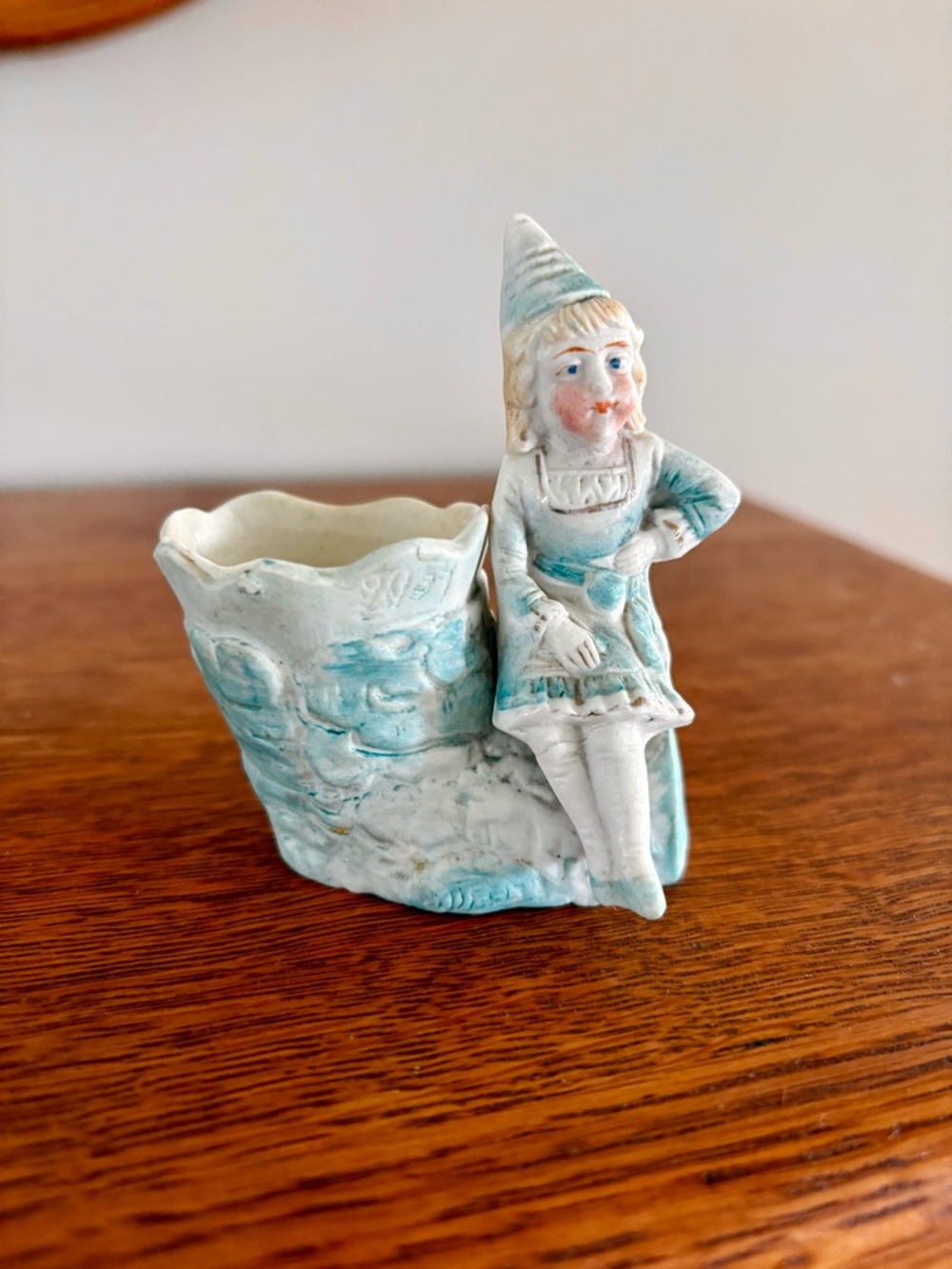 Antique Bisque German Ceramic Elf Toothpick or Matchstick Holder